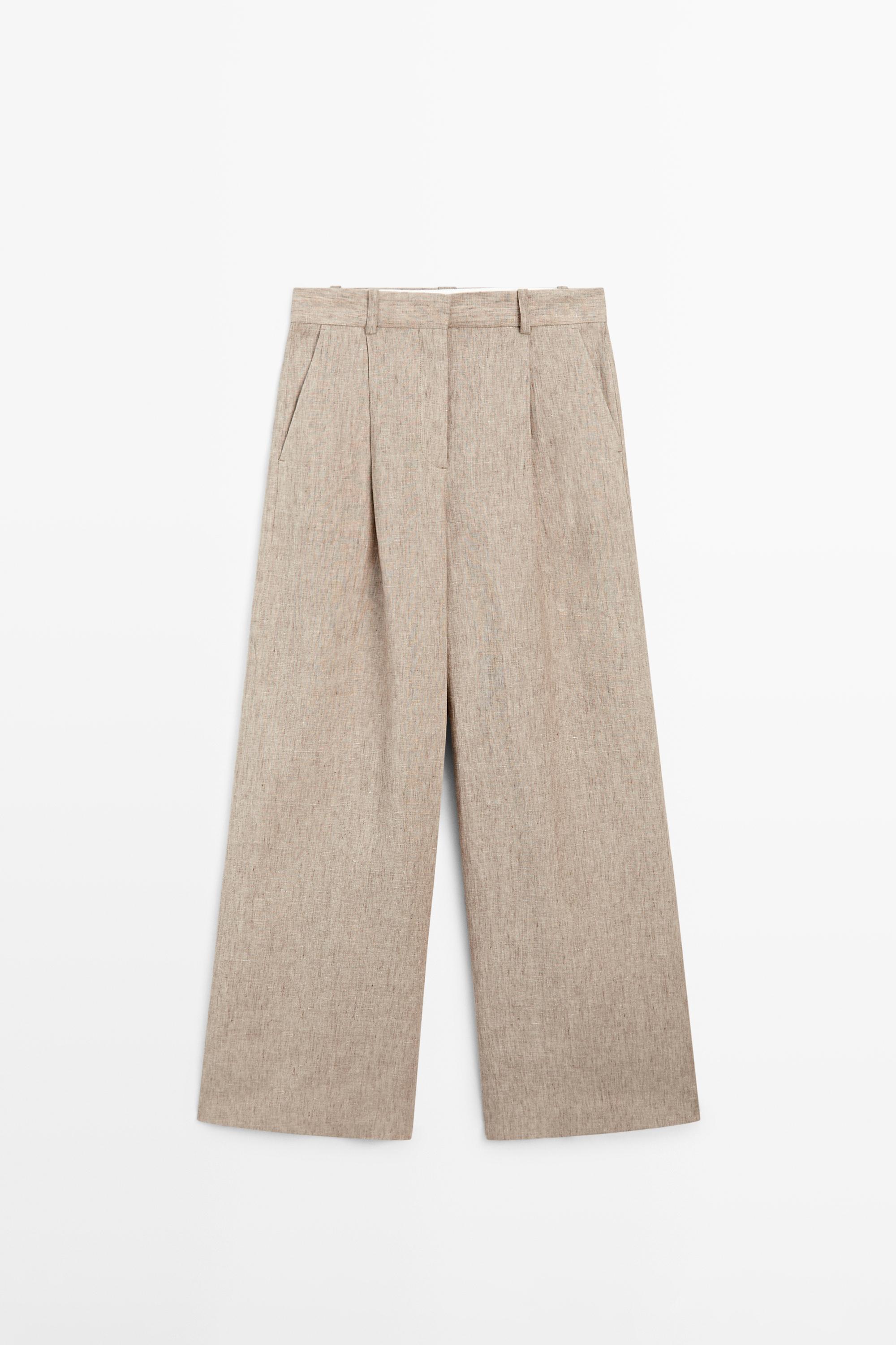 Linen melange trousers with pleated details